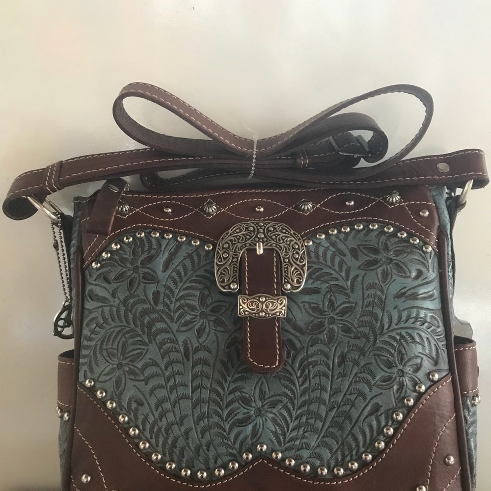 American West Tooled Leather Bag
